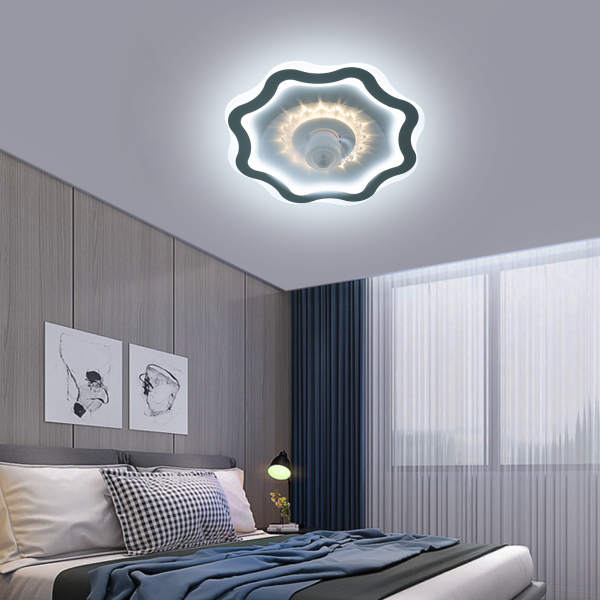 Bladeless Ceiling Fan with Light 23Inch Enclosed Ceiling Fan LED Lamp